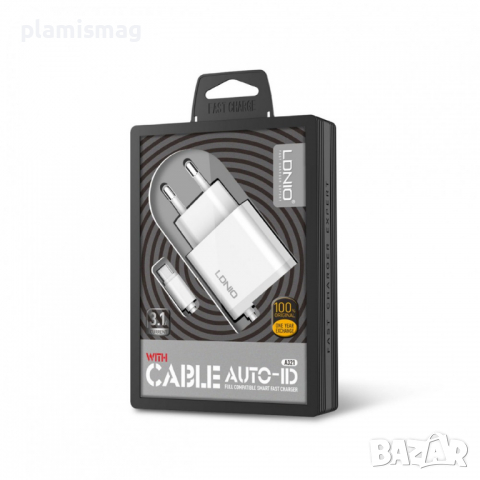 Мрежово зарядно устройство LDNIO A321, 5V 3.1A, 2 x USB, С Micro USB кабел, Бял, снимка 2 - Оригинални зарядни - 36286980