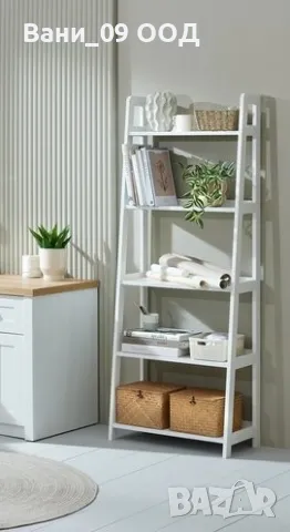 170см Висока бяла етажерка на 5 етажа