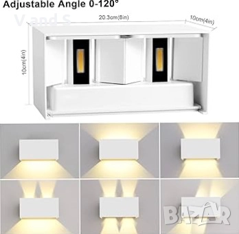 Стенна лампа 20w  2 броя комплект,за вътрешна/външна употреба, 3000K топло бяла светлина, цена за , снимка 6 - Лед осветление - 51595232