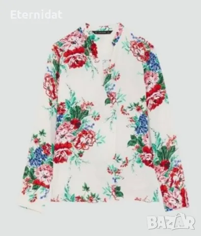 Блуза Zara цветя , снимка 3 - Блузи с дълъг ръкав и пуловери - 49908497
