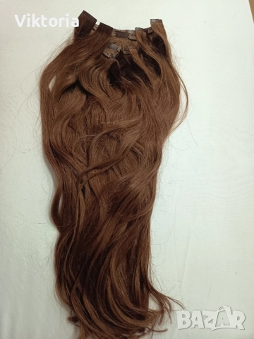 Европейска естествена коса 250гр.55см.с клипси, снимка 2 - Аксесоари за коса - 52525381
