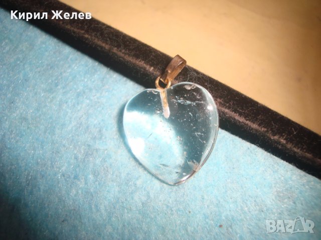 СТАРО КРИСТАЛНО ПОЗЛАТЕНО СЪРЧИЦЕ - ЧИСТ ПЛАНИНСКИ КРИСТАЛ УКРАШЕНИЕ АРТ ДЕКО БИЖУ 27126, снимка 5 - Антикварни и старинни предмети - 35664621