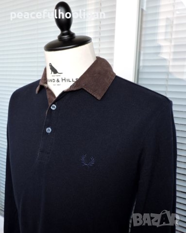 Fred Perry Men`s Casual Polo Shirt -мъжка тъмно-синя поло блуза  размер S, снимка 3 - Блузи - 44242923