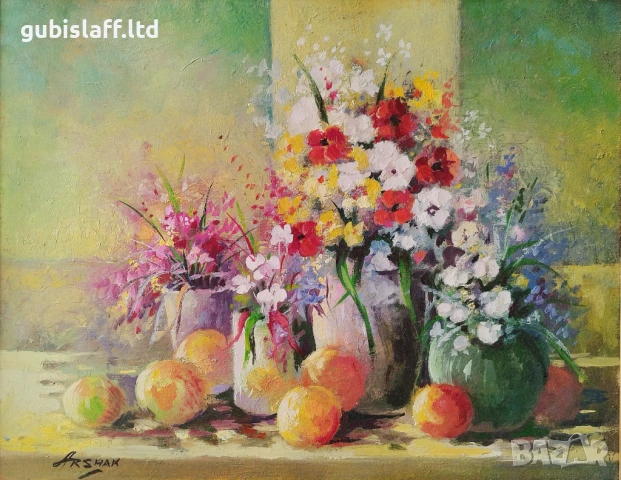 Картина "Натюрморт",2000 г., худ. Аршак Нерсисян (1952-2021), снимка 2 - Картини - 50928289