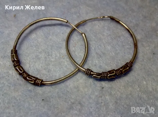 СТАРИ СРЕБЪРНИ ОБЕЦИ СРЕБРО 925 КЛАСИЧЕСКА РЕТРО ОРНАМЕНТИКА КРАЛСКА ПЛЕТКА РЪЧНА ФИНА РАБОТА 47474, снимка 7 - Антикварни и старинни предмети - 49510635