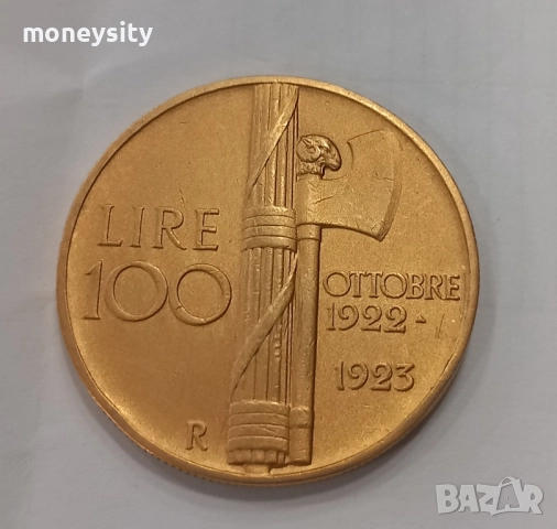 Златна монета 100 Лири Италия, снимка 2 - Нумизматика и бонистика - 52176579