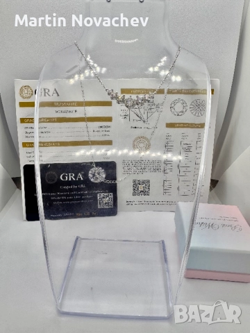 Сребърно колие с мойсанит (Диамант) 2.8 карата, снимка 2 - Колиета, медальони, синджири - 52145984