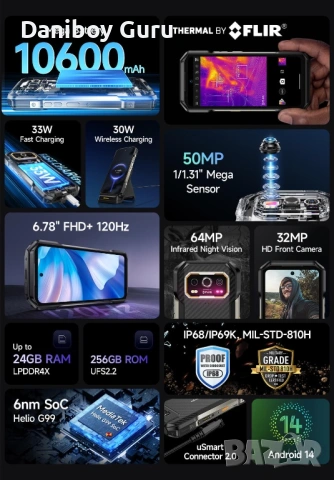 Смартфон Ulefone - Armor 27 Pro 5G, 6.78'', 12GB/256GB, черен, снимка 5 - Телефони с две сим карти - 53824114