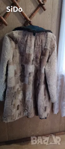 HOBA Синя шуба с кожа отвътре размер 52, снимка 2 - Други - 49893318