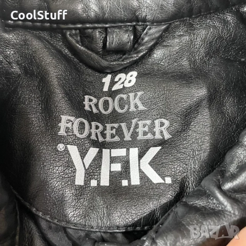 Детско Кожено Яке Rock Forever Y.F.K. Размер 9/10 г, снимка 3 - Детски якета и елеци - 53848331
