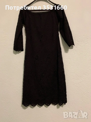Стилна къса черна дантелена рокля