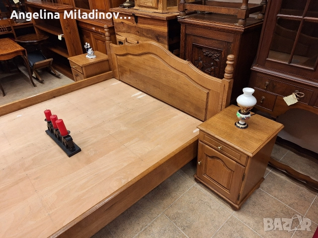 К - т спалня и две нощни шкафчета дъб масив , снимка 3 - Спални и легла - 52712318