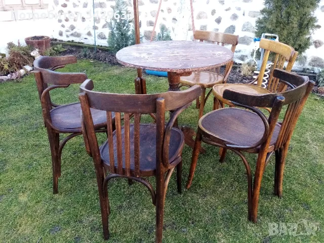 комплект виенски(маса, столовете и закачалка). , снимка 3 - Столове - 48877008