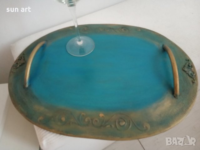 арт- плато  за сервиране в тюркоазеносиньо, снимка 7 - Декорация за дома - 34145732