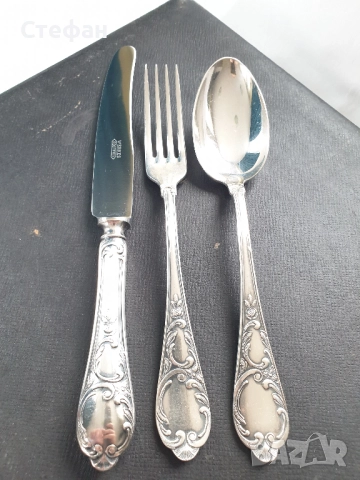 Комплект посребрени прибори, снимка 5 - Антикварни и старинни предмети - 51941477