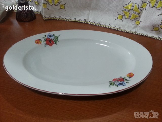 Стар български порцелан плато елипса 
