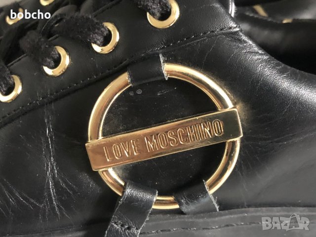 Love Moschino Logo Plaque Embellished Lace-up Sneakers Black Size uk 8 eu 41, снимка 3 - Маратонки - 40032560