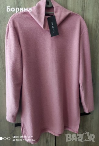 НАМАЛЕНА - Trendyol нова розова блуза с поло яка тип туника , снимка 11 - Блузи с дълъг ръкав и пуловери - 41104352