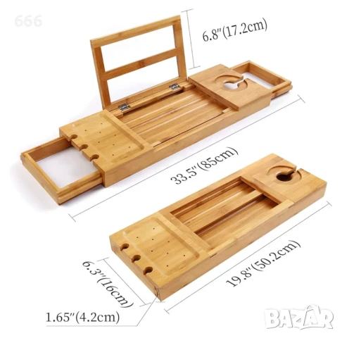 Елегантна тава за вана, изработена от бамбук, снимка 4 - Други стоки за дома - 51360276