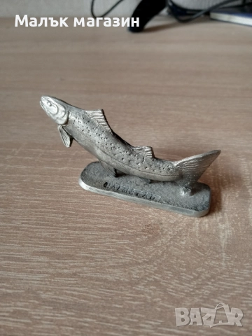 Фигура на риба пъстърва от калай Швеция, снимка 2 - Статуетки - 51829465