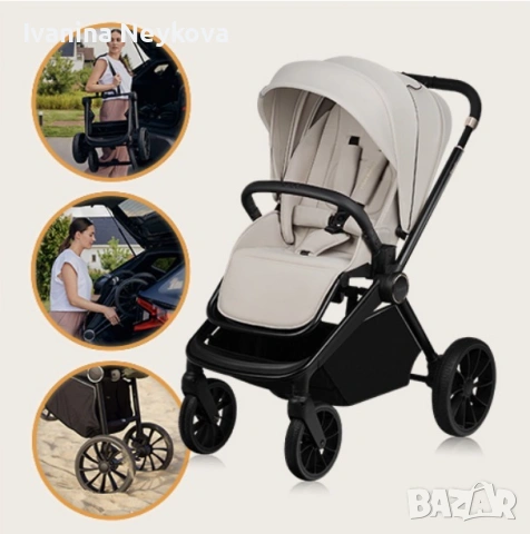 Количка Lionelo Mika Plus 3 in 1, цвят Beige Sand , снимка 4 - Детски колички - 53641964