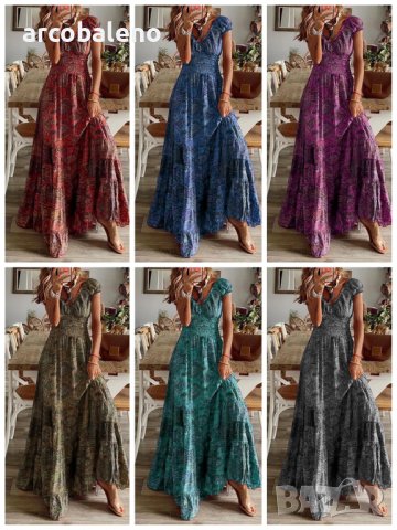 Голяма дамска люлееща се рокля в бохемски стил, 6цвята