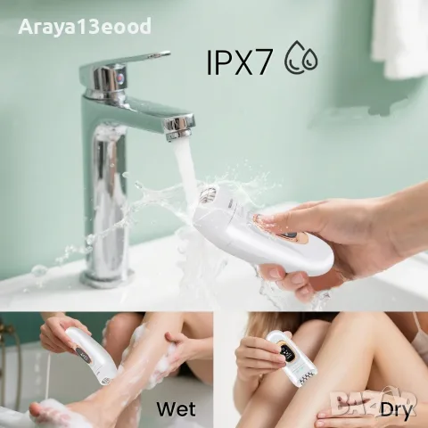 HATTEKER HT-582 2-в-1 дамски епилатор с епилираща и бръснеща глава – IPX7, USB-C, снимка 2 - Епилатори - 55975105