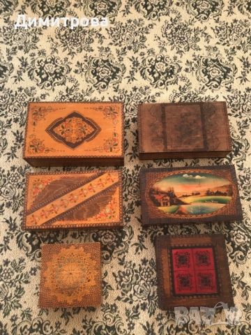 Пирографирани битови кутии - 6 бр.