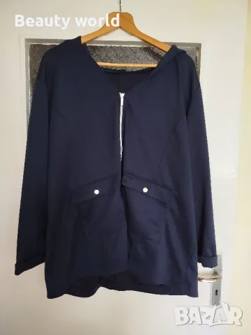 Дамско синьо яке 3 хл, снимка 2 - Якета - 50034362