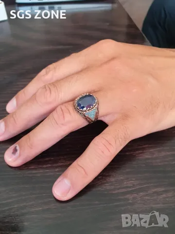 Мъжки Сребърни Пръстени с Естествени Камъни , снимка 10 - Колиета, медальони, синджири - 49988127