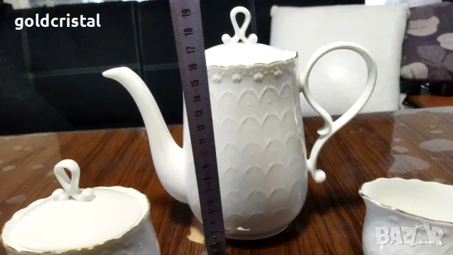 Стар български костен порцелан Бононя Ралица чайник заханица латиера , снимка 2 - Антикварни и старинни предмети - 50415624