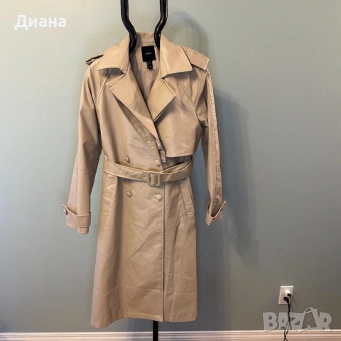 Кожен бежов тренч Forever 21, снимка 2 - Палта, манта - 52035514