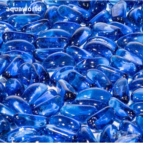 "ПРОМОЦИЯ" Стъклени камъчета сини, снимка 2 - Оборудване за аквариуми - 52413407