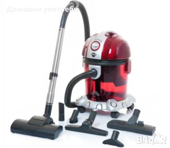 Прахосмукачка с воден филтър Voltz, 1200W-1400W, 15л., Червена