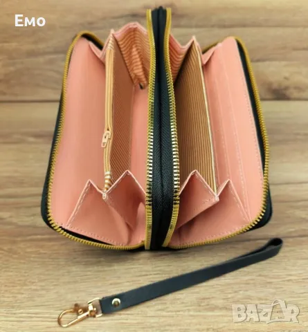 Дамски дълъг портфейл с цип - Черен
, снимка 2 - Портфейли, портмонета - 48663510