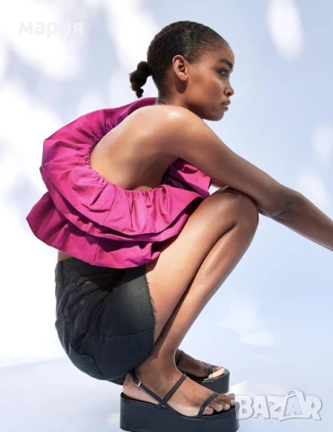 Нов топ Zara M с голо рамо, снимка 3 - Корсети, бюстиета, топове - 51109863