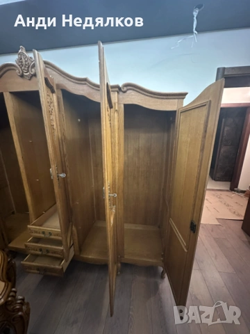 Kомплект масивни дъбови мебели за спалня стил Louis XV, снимка 7 - Спални и легла - 53137244