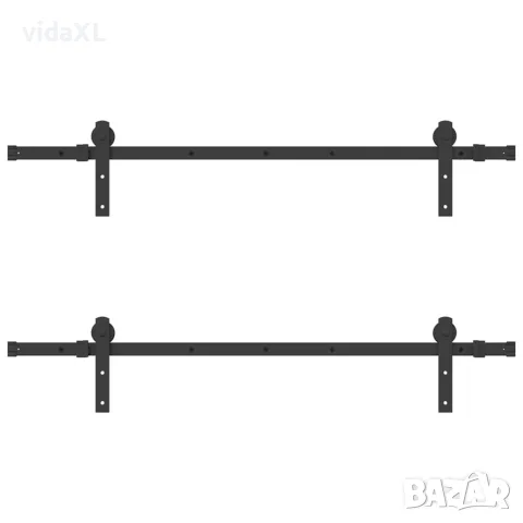 vidaXL Комплект механизъм за плъзгаща врата, 305 см, стомана, черен, снимка 4 - Железария - 56146976