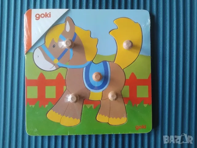 GOKI - НОВ Дървен пъзел с дръжки - Конче, снимка 4 - Образователни игри - 49350374