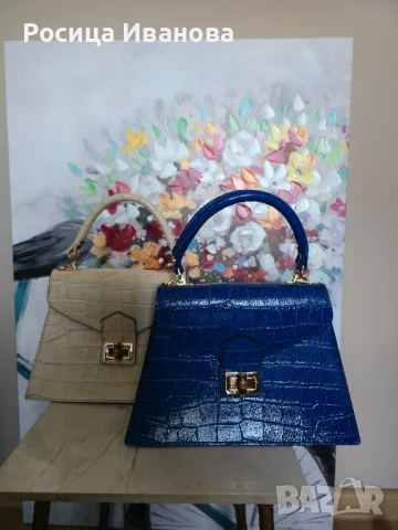 VERA "Azulena" - Луксозна Италианска Чанта от Естествена Кожа, кралско син цвят

, снимка 6 - Чанти - 50933281