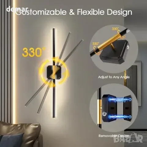 Безжичен LED аплик WL133A1 с дистанционно и акумулаторна батерия, снимка 5 - Лампи за стена - 55807535