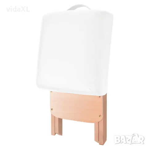 vidaXL Сгъваема масажна кушетка с 3 зони и столче, 10 см пълнеж, бяла, снимка 5 - Кушетки - 56146027