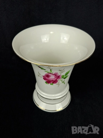 Ваза с роза - Schierholz Ръчно рисувана, снимка 2 - Вази - 52533077