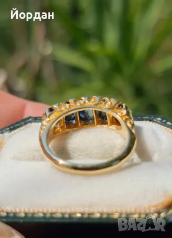Антикварен дамски златен пръстен със скъпоценни камъни , снимка 5 - Пръстени - 49468075