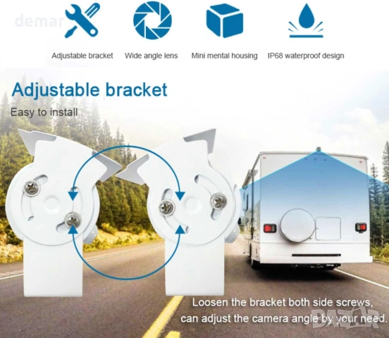 Камера за заден ход с двоен обектив, 7-инчов монитор за огледало, снимка 3 - Аксесоари и консумативи - 53645519