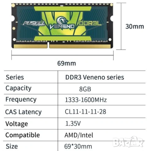 Notebook Laptop RAM 8GB DDR3L 1600MHz 1333MHz 1.35V SODIMM Памет за Лаптоп Intel/AMD 260pin Конектор, снимка 9 - Части за лаптопи - 53604522