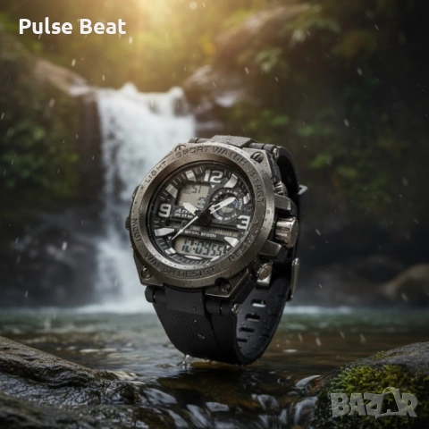Спортен аналогово-дигитален мъжки часовник с подсветка, аларма и водоустойчив корпус, снимка 3 - Мъжки - 52046407