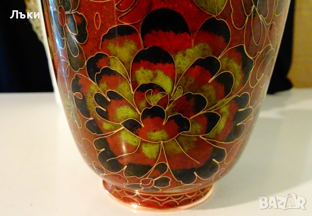 Китайска медна ваза Cloisonne,Клоазон на Zi Jin Cheng. , снимка 5 - Вази - 41694889