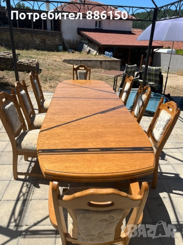 Трапезна маса със осем стола , снимка 2 - Маси - 52018023