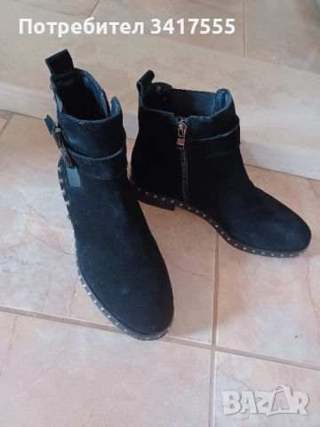 Дамски боти естествен велур, снимка 3 - Дамски боти - 51940713